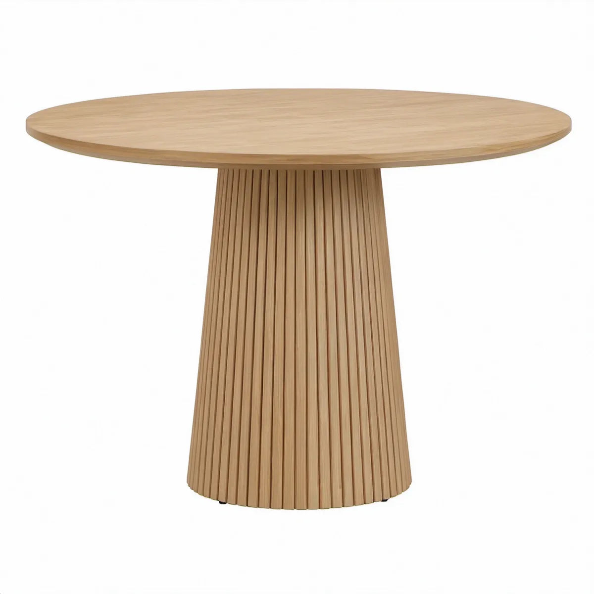 Kulatý jídelní stůl Ø 120 cm z MDF s dubovou dýhou v přírodní dubové barvě
