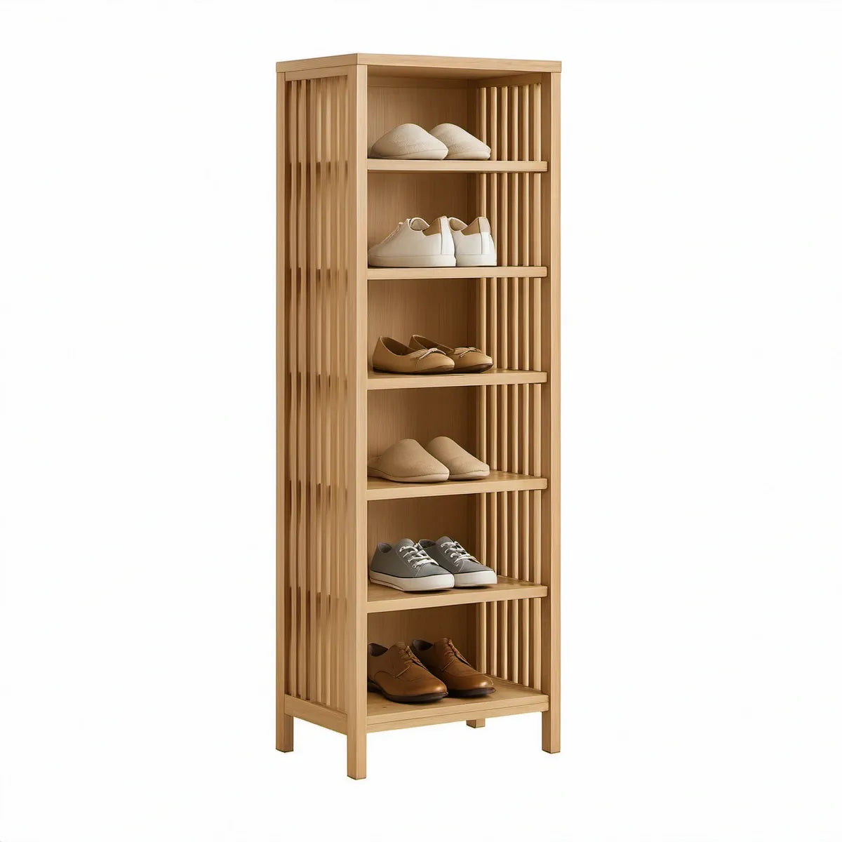 Bambusový botník se 6 policemi 60 × 30 × 180 cm, přírodní světle hnědý