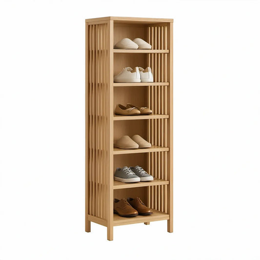 Bambusový botník se 6 policemi 60 × 30 × 180 cm, přírodní světle hnědý